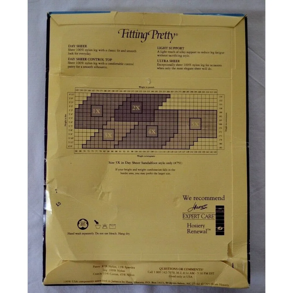 Hanes 3X Fitting Pretty Sheer Control Top Sandalfoot Style 771 White Pantyhose
